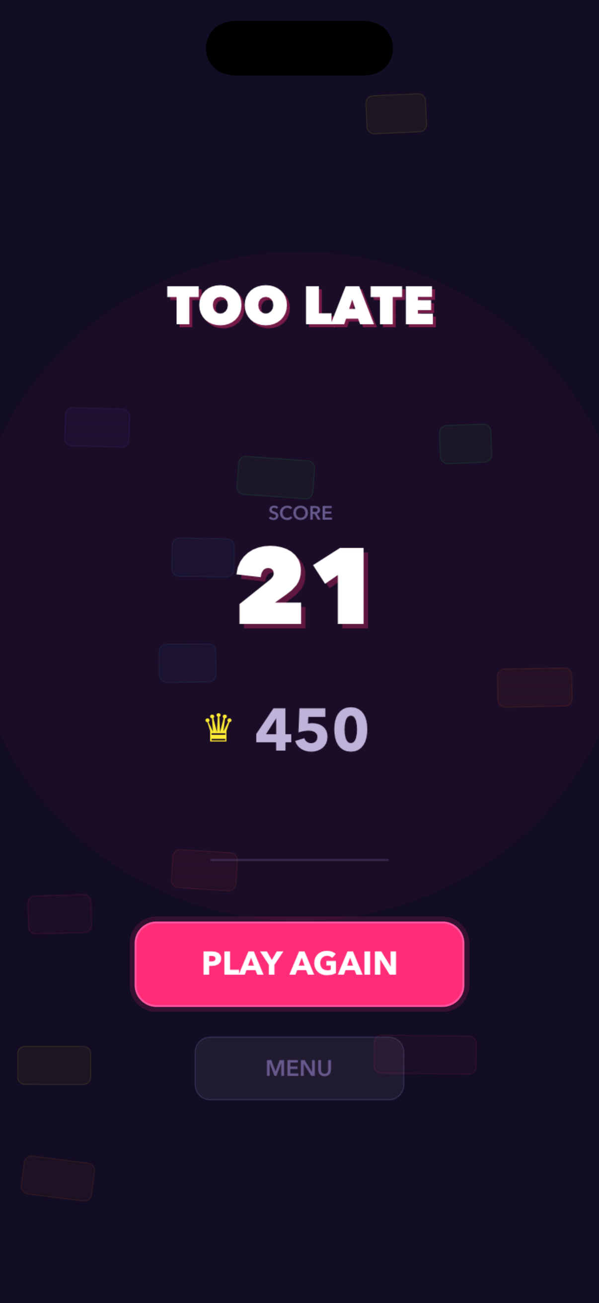 Toolate gameplay screenshot: Fin de partie