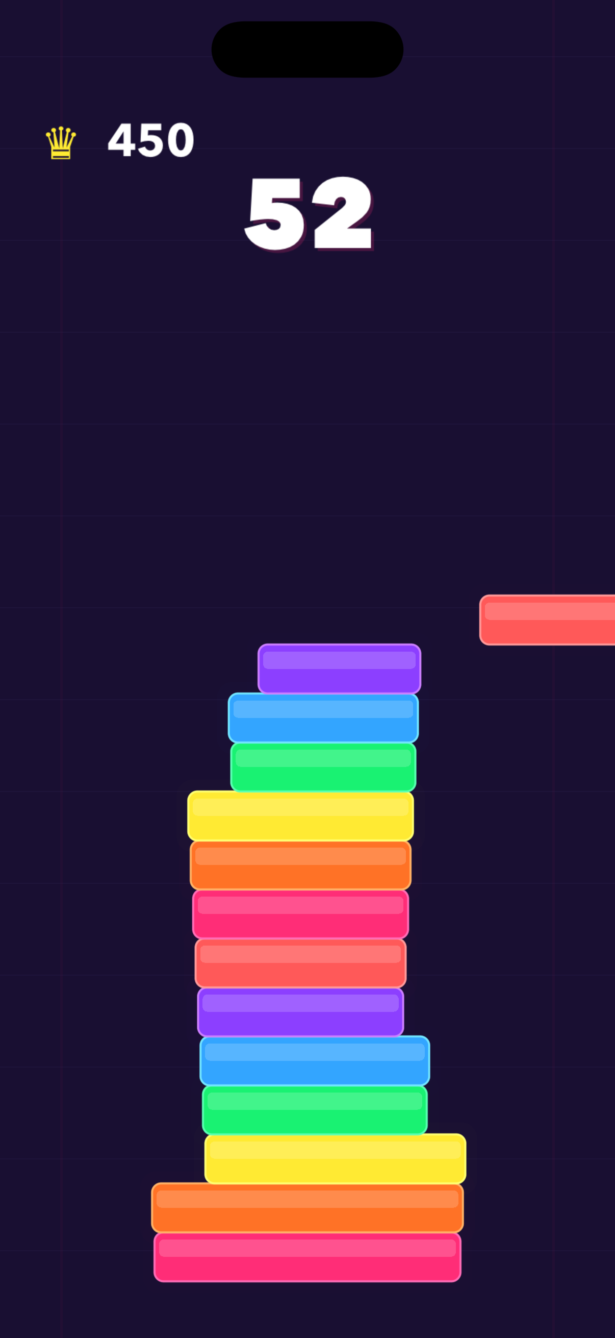 Toolate arcade stacking gameplay screenshot